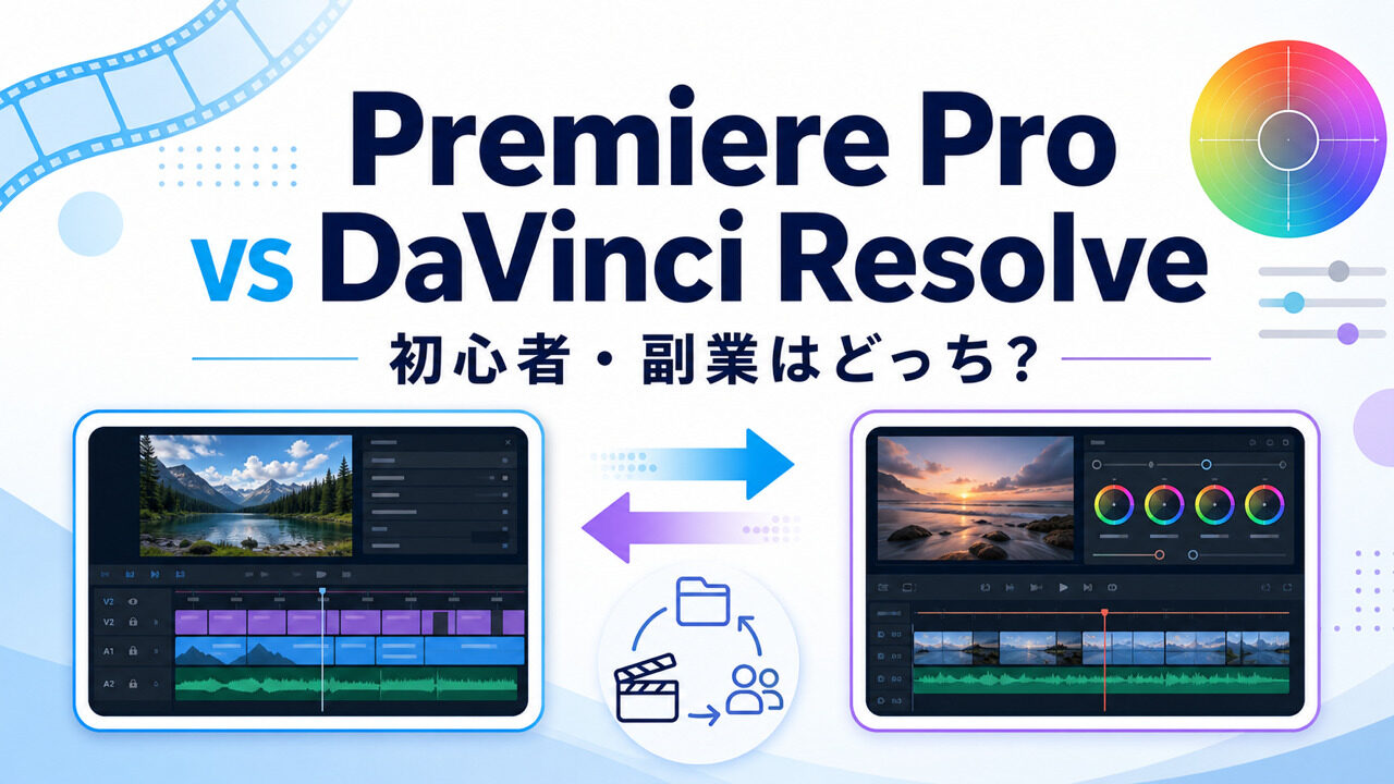 Premiere ProとDaVinci Resolveを比較するアイキャッチ