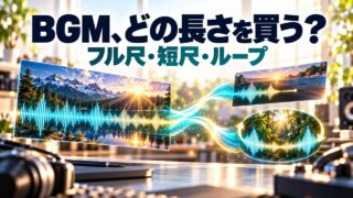 フル尺、短尺、ループの3つを表すオリジナル概念イメージ。
