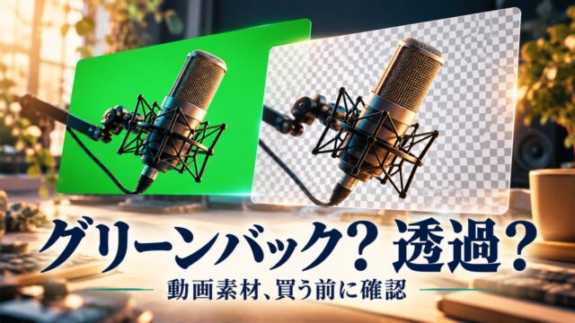 同じ架空のマイクの映像を、緑背景と透明表示の二方式で対比した概念イメージ。実際の商品写真や編集結果ではありません。