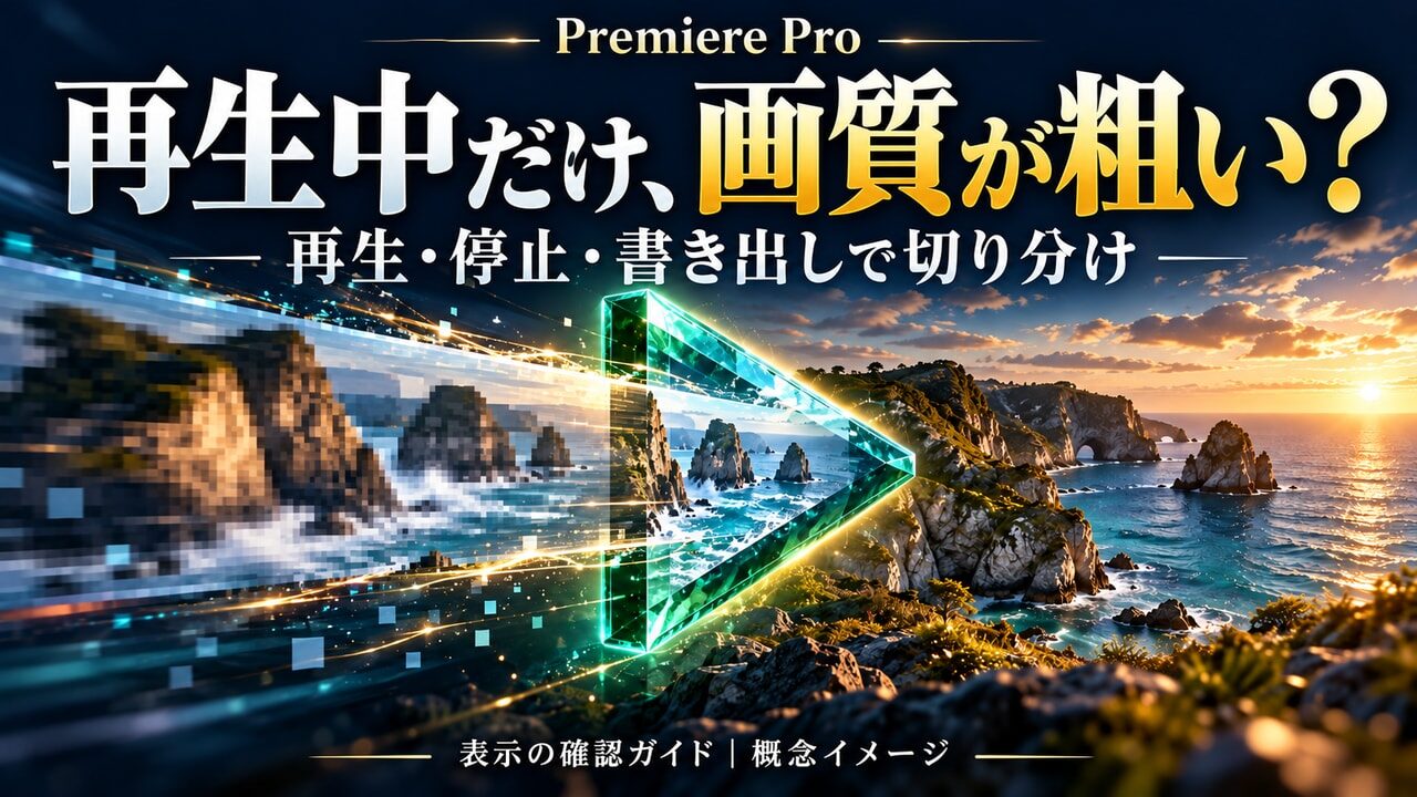 同じ場面の再生中と停止中の見え方の違いを表した概念イメージ。実測結果やPremiereの公式画面ではありません。