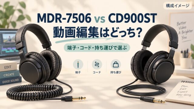 MDR-7506とCD900STを端子・コード・持ち運びで選ぶ動画編集向け比較アイキャッチ