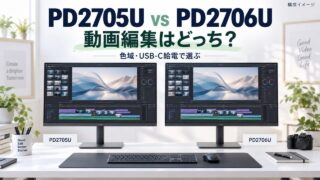 PD2705UとPD2706Uを色域とUSB-C給電で選ぶ動画編集向けモニター比較のアイキャッチ